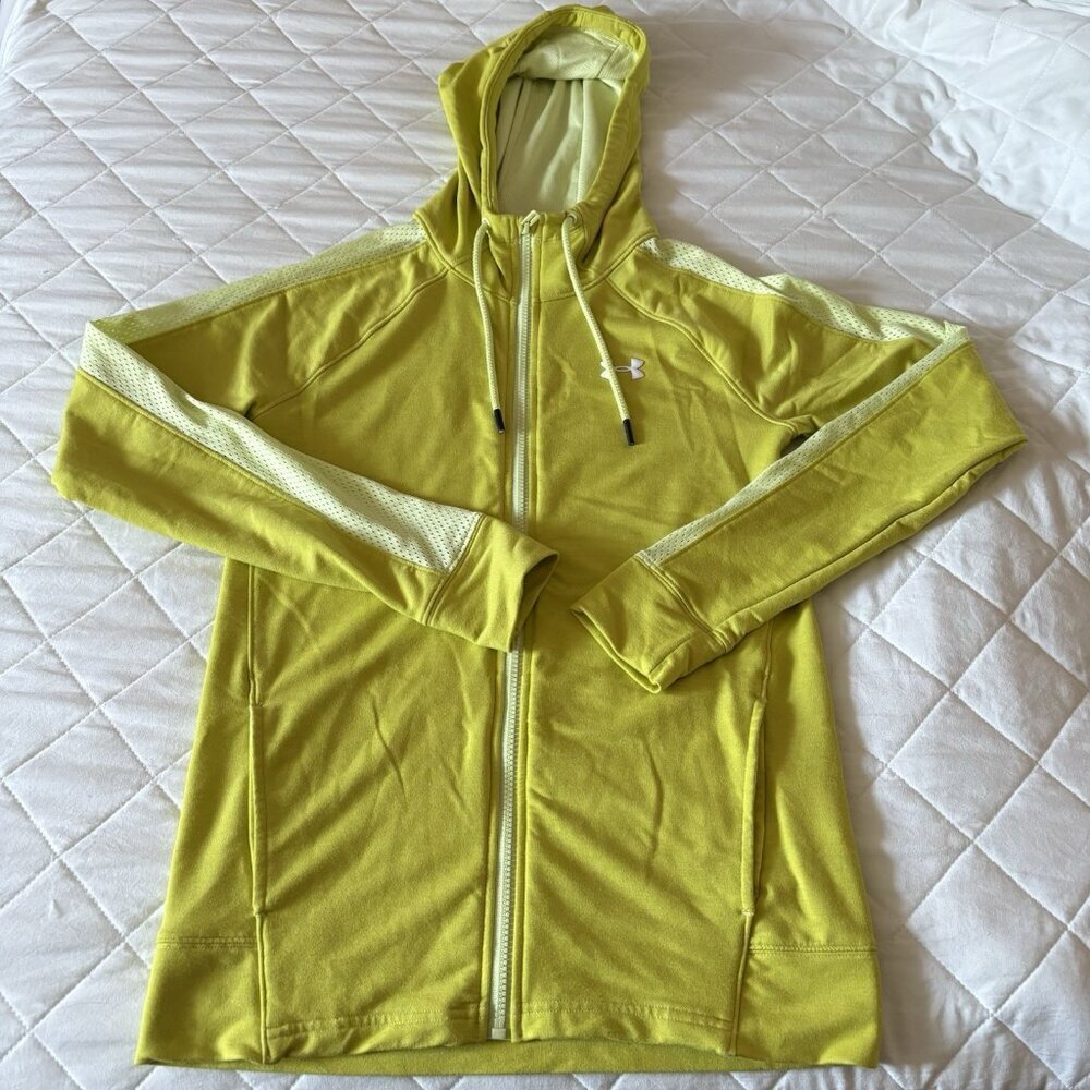 Under Armour Womens Size Small Full Zip Hoodie Green Pockets Activewear Active